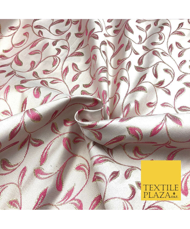 Luxury PINK Swirl Leaf Jacquard Fabric Fancy Waistcoats Jackets 56" Wide AC798