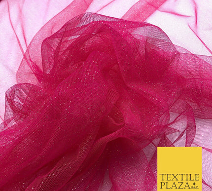 Premium CERISE PINK GLITTER MESH NET Tutu Sparkle Fairy Sheer Craft Dress QF765