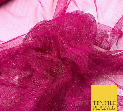 Premium HOT PINK GLITTER MESH NET Tutu Sparkle Fairy Sheer Craft Dress QF761