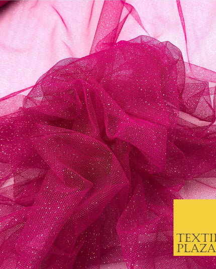 Premium HOT PINK GLITTER MESH NET Tutu Sparkle Fairy Sheer Craft Dress QF761