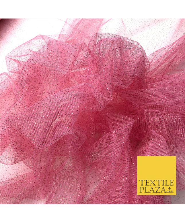 Premium BABY PINK GLITTER MESH NET Tutu Sparkle Fairy Sheer Craft Dress QF762