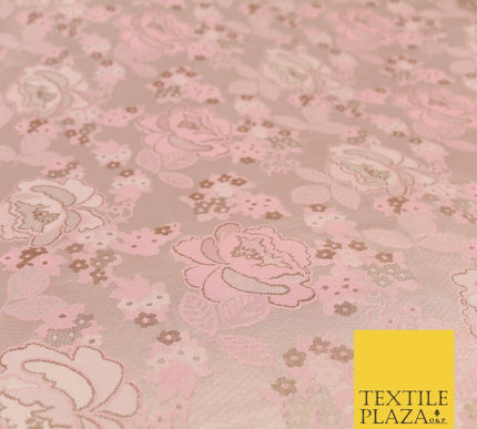 Baby Pink Premium Floral Carnation Satin Brocade Jacquard Dress Fabric 1697