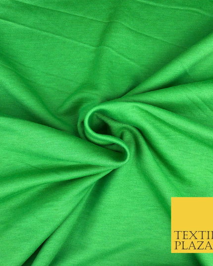 Premium GREEN Plain French 100% Cotton Terry Jersey 70" Dress Fabric 1334
