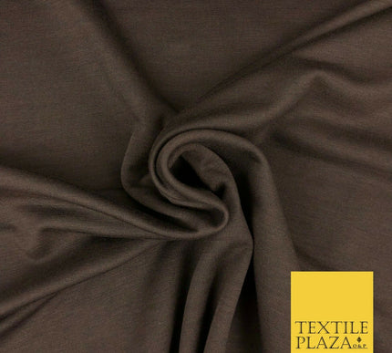 Premium BROWN Plain French 100% Cotton Terry Jersey 70" Dress Fabric 1336