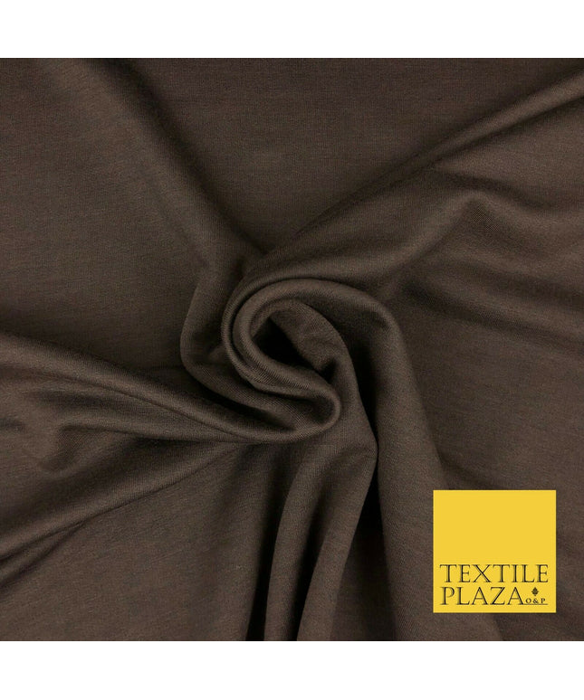 Premium BROWN Plain French 100% Cotton Terry Jersey 70" Dress Fabric 1336