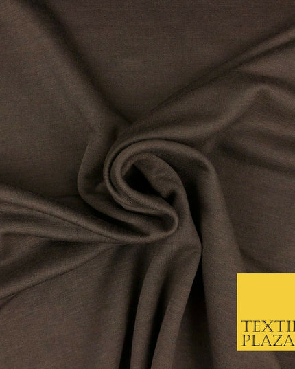 Premium BROWN Plain French 100% Cotton Terry Jersey 70" Dress Fabric 1336