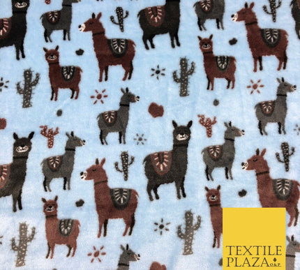 BLUE Llama SUPER SOFT Printed Cuddle Fleece Fabric Baby Blankets Craft R1051