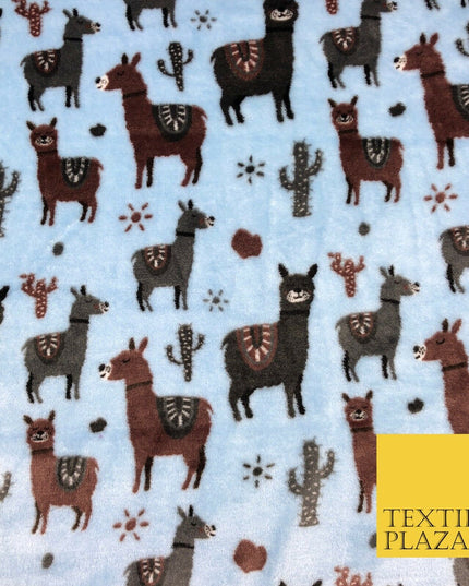 BLUE Llama SUPER SOFT Printed Cuddle Fleece Fabric Baby Blankets Craft R1051