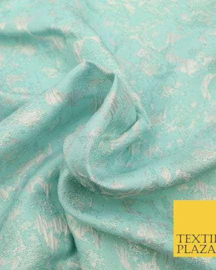 SEA GREEN Luxury Abstract Metallic Textured Brocade Jacquard Dress Fabric 1676