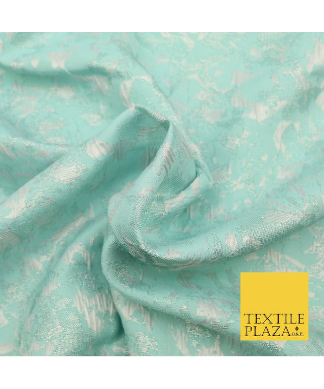 SEA GREEN Luxury Abstract Metallic Textured Brocade Jacquard Dress Fabric 1676