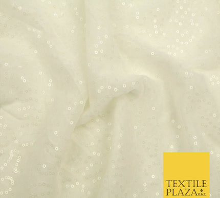 IVORY OFF WHITE 4-WAY Stretch SEQUIN Power Mesh Net CostumeFancy DressFabric1488