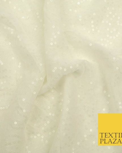 IVORY OFF WHITE 4-WAY Stretch SEQUIN Power Mesh Net CostumeFancy DressFabric1488