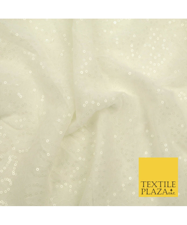 IVORY OFF WHITE 4-WAY Stretch SEQUIN Power Mesh Net CostumeFancy DressFabric1488