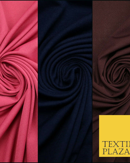 Raspberry Navy Blue Burgundy Soft Plain Stretch Lycra Jersey Fabric ITY Dress