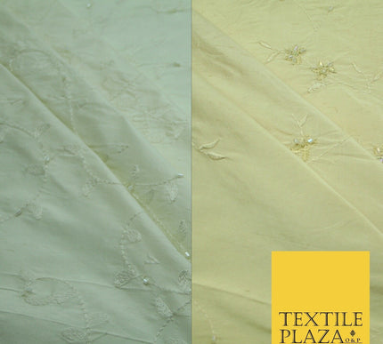 Bridal Bridesmaids Wedding 100% Pure TwoTone Silk Bead Allover Embroidery Fabric