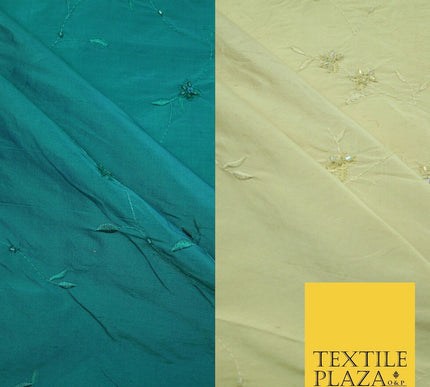 Bridal Bridesmaids Wedding 100% Pure TwoTone Silk Bead Allover Embroidery Fabric