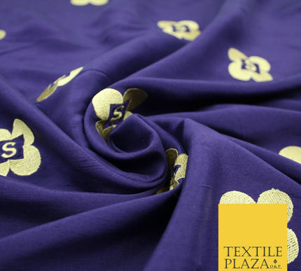 Rare Purple S Personalised 100% Pure Silk Gold Embroidery Indian Fabric "S" 2523