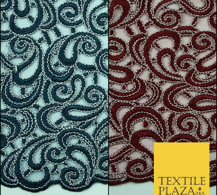 Infinite Paisleys Scalloped Net Lace Bridal Bridesmaid Wedding Dress Fabric