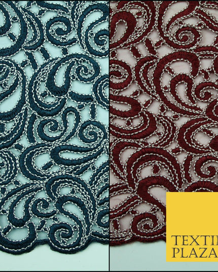 Infinite Paisleys Scalloped Net Lace Bridal Bridesmaid Wedding Dress Fabric