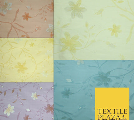 5 Pastel Colours - Floral Printed 100% PURE Dupion Raw Silk Bridal Flower Fabric