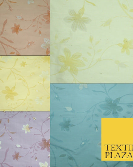 5 Pastel Colours - Floral Printed 100% PURE Dupion Raw Silk Bridal Flower Fabric