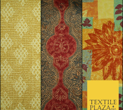 Waffle Diamond Sunflower Ornate 1/2 Panama Canvas Fabric Sofa Upholstery Curtain