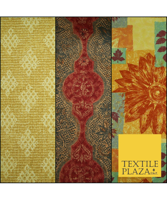 Waffle Diamond Sunflower Ornate 1/2 Panama Canvas Fabric Sofa Upholstery Curtain