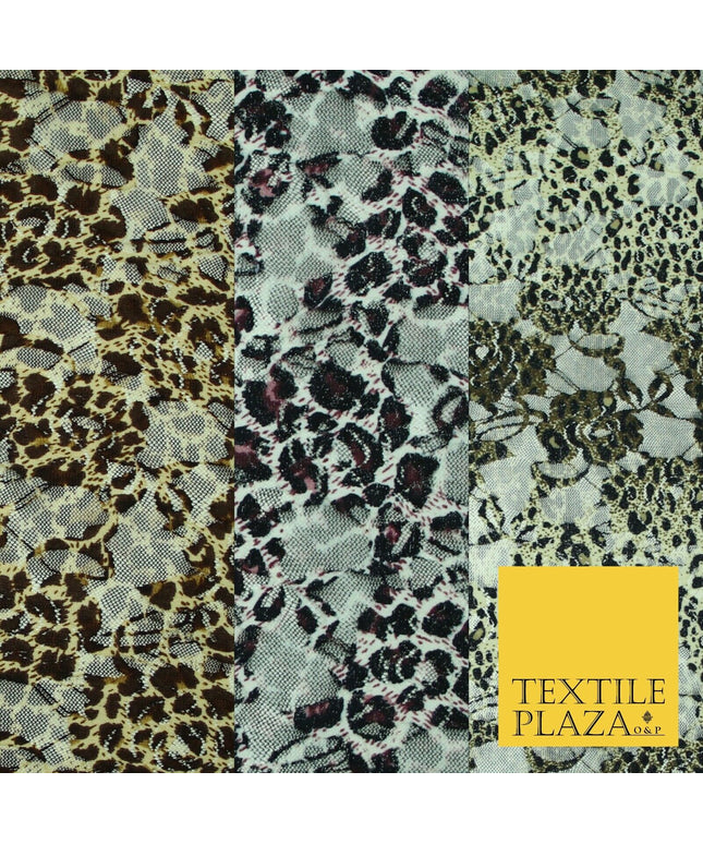 Leopard Cheetah Animal Cat Small Print Net Lace Dress Fabric Sari Sexy Lingerie