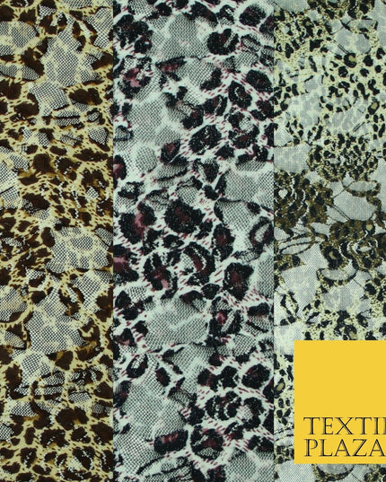 Leopard Cheetah Animal Cat Small Print Net Lace Dress Fabric Sari Sexy Lingerie