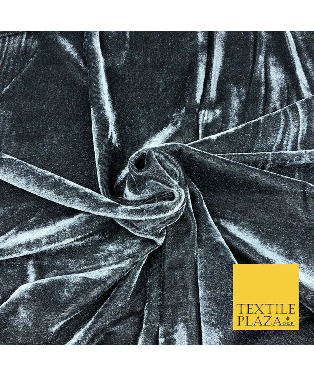 DARK GREY Soft Plain Velvet Fabric Dress Material - 58" - More Colours P1049