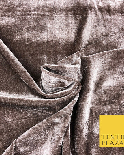 LIGHT BROWN Soft Plain Velvet Fabric Dress Material - 58" - More Colours P1047
