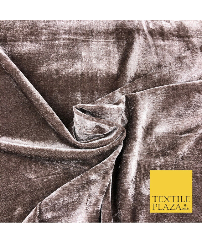 LIGHT BROWN Soft Plain Velvet Fabric Dress Material - 58" - More Colours P1047