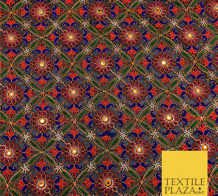 Black Phulkari Georgette Fancy Colourful Threadwork Diamond Pattern Dress JE313