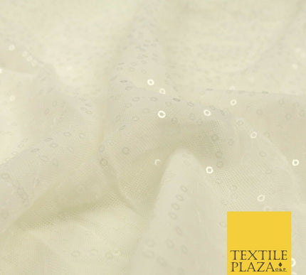 IVORY OFF WHITE 4-WAY Stretch SEQUIN Power Mesh Net CostumeFancy DressFabric1488