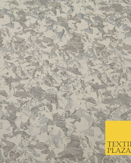 GREY Luxury Abstract Metallic Textured Brocade Jacquard Dress Fabric 1677