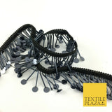 Graphite Sequin Glass Tube Fringe Tassel Drop Trim Ribbon Border Lace (X176)