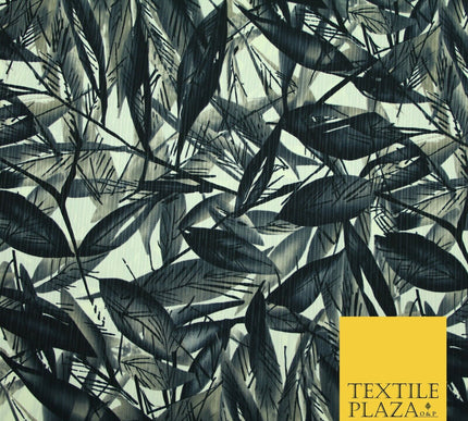 NEW Printed Polyester Crinkle Pleated Textured Summer Stripe Leaf Dress Fabric