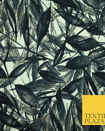 NEW Printed Polyester Crinkle Pleated Textured Summer Stripe Leaf Dress Fabric