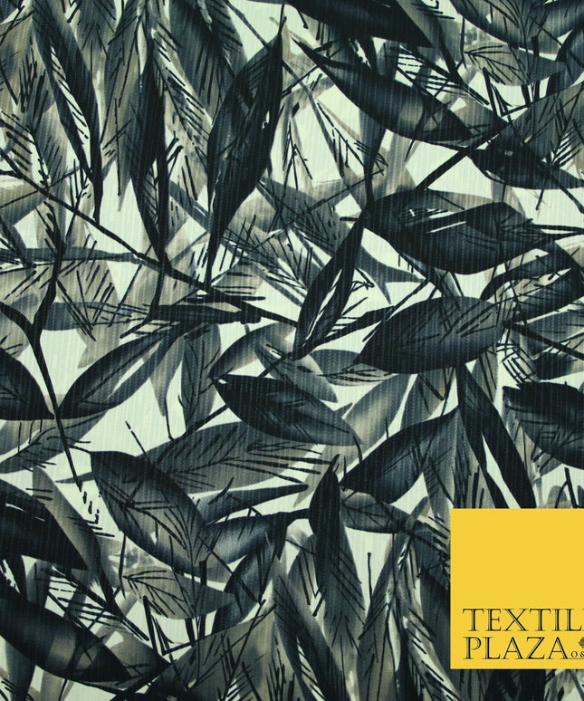 NEW Printed Polyester Crinkle Pleated Textured Summer Stripe Leaf Dress Fabric