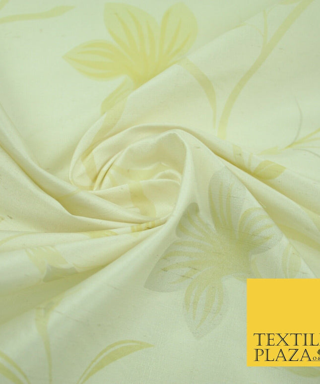 5 Pastel Colours - Floral Printed 100% PURE Dupion Raw Silk Bridal Flower Fabric