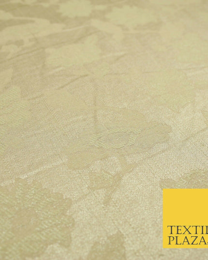 Gold Floral Glitter Shimmer Lurex Jacquard Dress Fabric Skirt Craft Curtain 1881