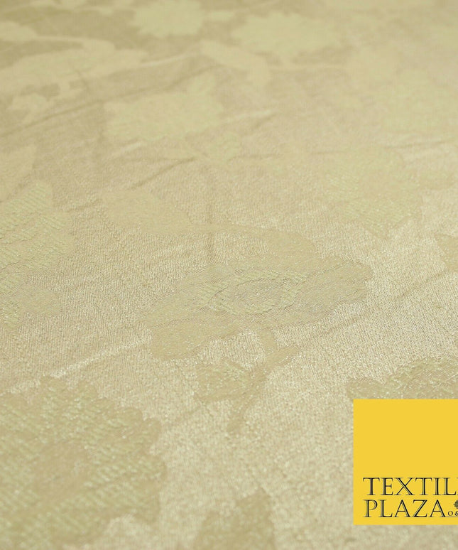 Gold Floral Glitter Shimmer Lurex Jacquard Dress Fabric Skirt Craft Curtain 1881