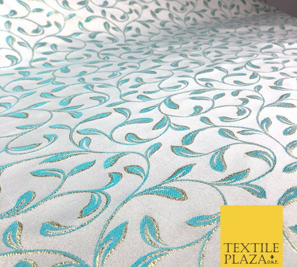 Luxury TURQUOISE Swirl Leaf Jacquard Fabric Fancy Waistcoats Jackets 56" AC799