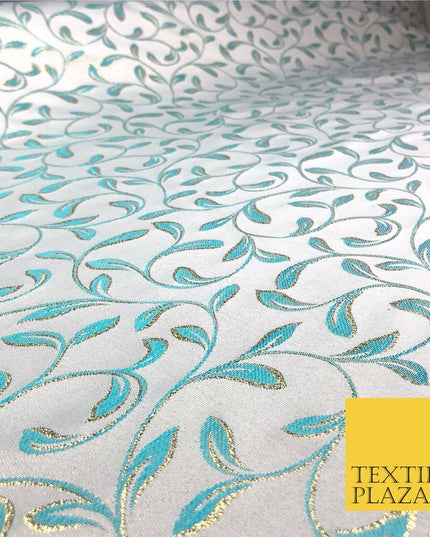 Luxury TURQUOISE Swirl Leaf Jacquard Fabric Fancy Waistcoats Jackets 56" AC799