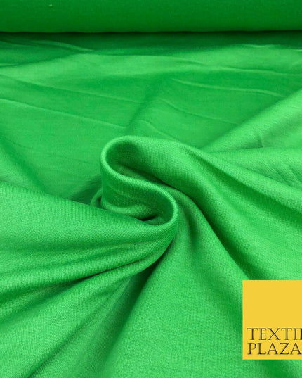 Premium GREEN Plain French 100% Cotton Terry Jersey 70" Dress Fabric 1334