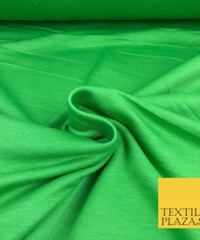 Premium GREEN Plain French 100% Cotton Terry Jersey 70" Dress Fabric 1334