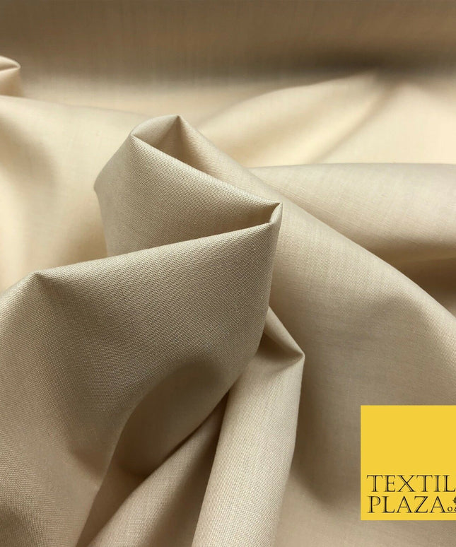 Luxury BEIGE Plain Solid Poly Cotton Fabric Dress Craft 114cm Wide - P951