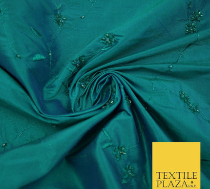 Bridal Bridesmaids Wedding 100% Pure TwoTone Silk Bead Allover Embroidery Fabric