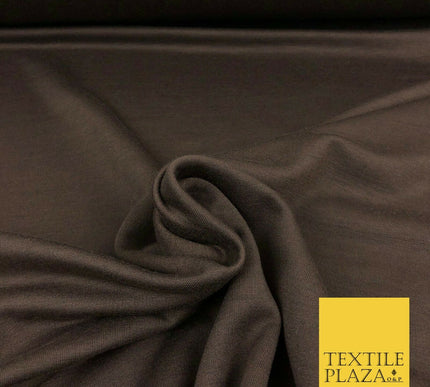 Premium BROWN Plain French 100% Cotton Terry Jersey 70" Dress Fabric 1336