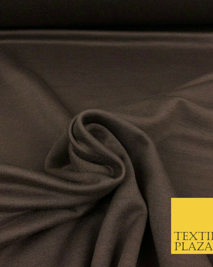 Premium BROWN Plain French 100% Cotton Terry Jersey 70" Dress Fabric 1336